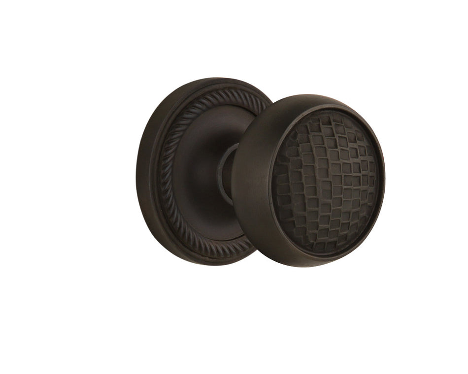 Nostalgic 716404: Rope Rosette w/Craftsman Knob Passage Door Set - Oil-Rubbed Bronze