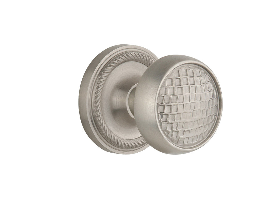 Nostalgic 716453: Rope Rosette w/Craftsman Knob Single Dummy Door Set - Satin Nickel