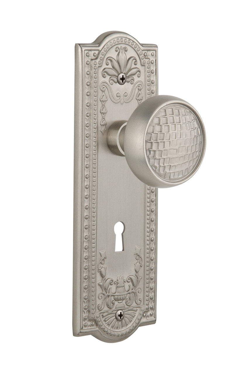 Nostalgic 716465: Meadows Backplate w/Craftsman Knob Single Dummy Door Set - Satin Nickel