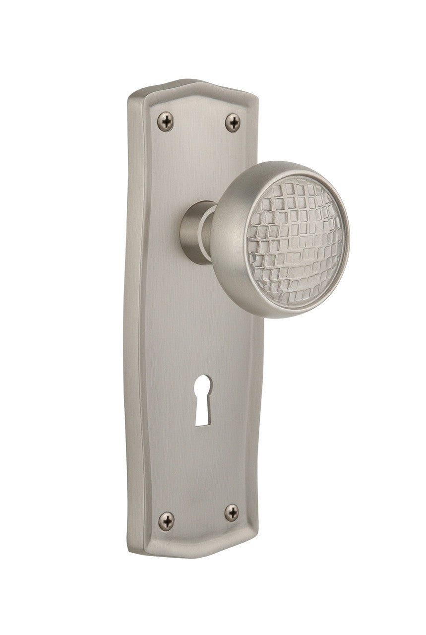 Nostalgic 716473: Prairie Backplate w/Craftsman Knob Single Dummy Door Set - Satin Nickel