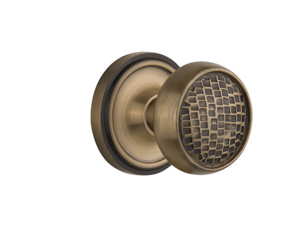 Nostalgic 716526: Classic Rosette w/Craftsman Knob Privacy Door Set - Antique Brass
