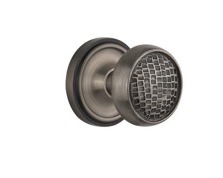 Nostalgic 716527: Classic Rosette w/Craftsman Knob Privacy Door Set - Antique Pewter