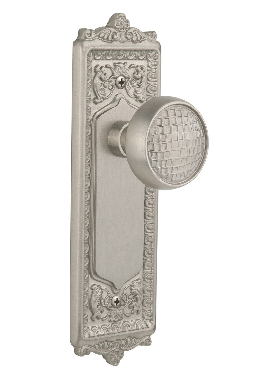 Nostalgic 716533: Egg & Dart Backplate w/Craftsman Knob Privacy Door Set - Satin Nickel