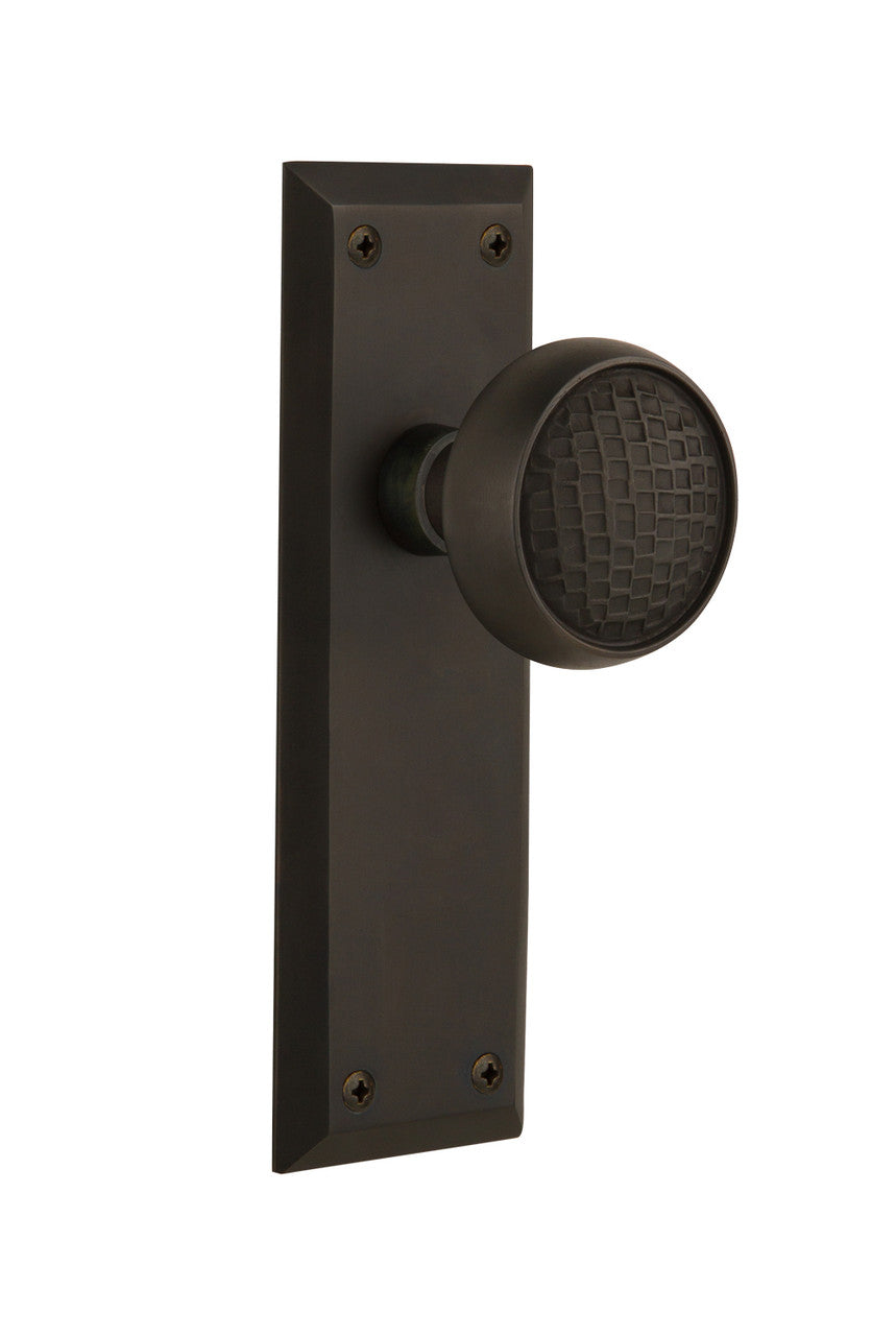 Nostalgic 716540: New York Backplate w/Craftsman Knob Privacy Door Set - Oil-Rubbed Bronze