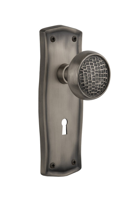 Nostalgic 716567: Prairie Backplate w/Craftsman Knob Privacy Door Set - Antique Pewter