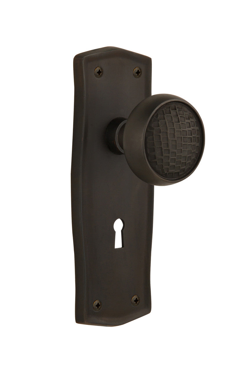 Nostalgic 716568: Prairie Backplate w/Craftsman Knob Privacy Door Set - Oil-Rubbed Bronze