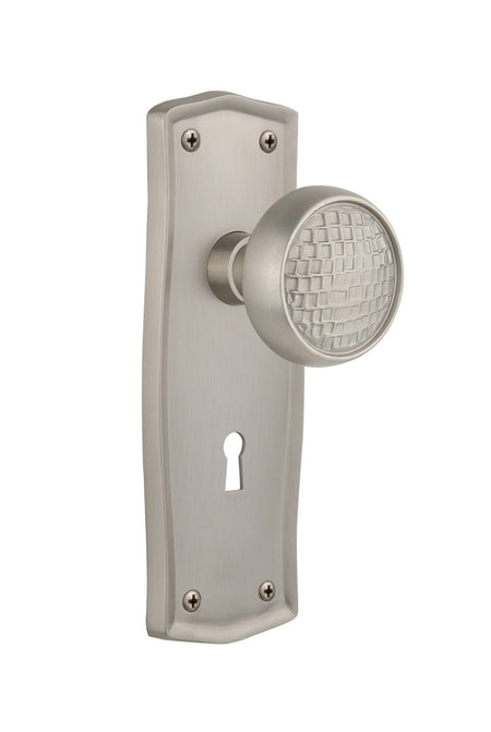 Nostalgic 716569: Prairie Backplate w/Craftsman Knob Privacy Door Set - Satin Nickel