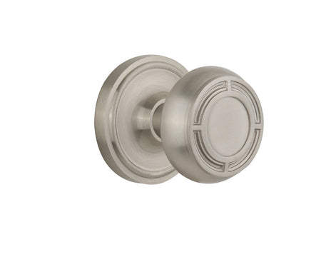 Nostalgic 716605: Classic Rosette w/Mission Knob Passage Door Set - Satin Nickel