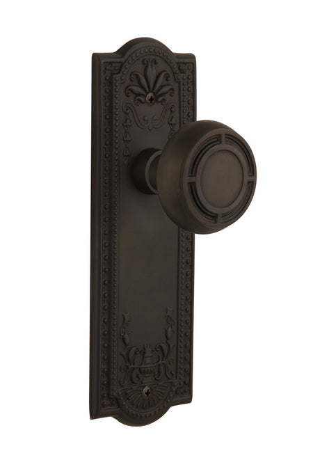 Nostalgic 716660: Meadows Backplate w/Mission Knob Single Dummy Door Set - Oil-Rubbed Bronze