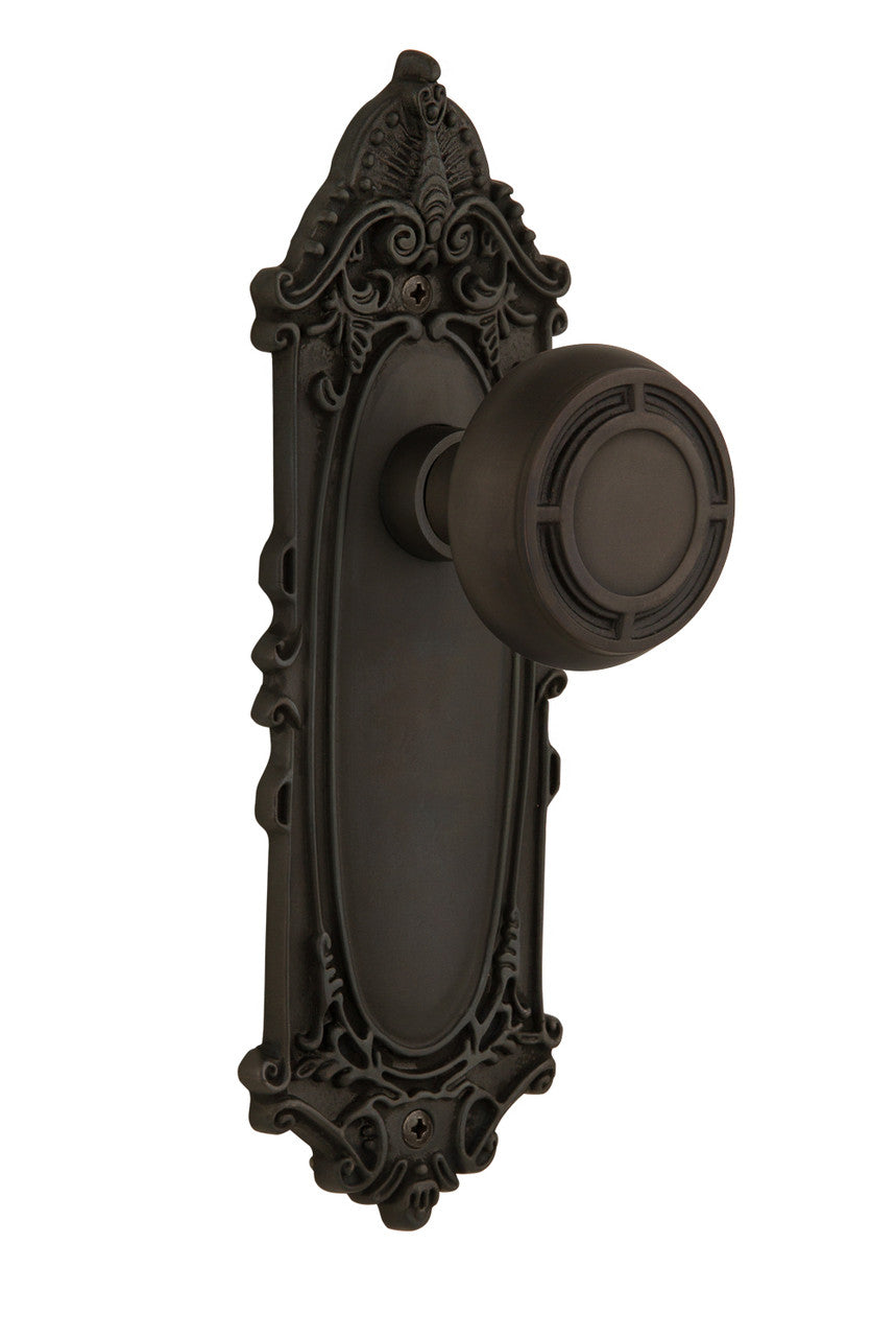 Nostalgic 716676: Victorian Backplate w/Mission Knob Single Dummy Door Set - Oil-Rubbed Bronze