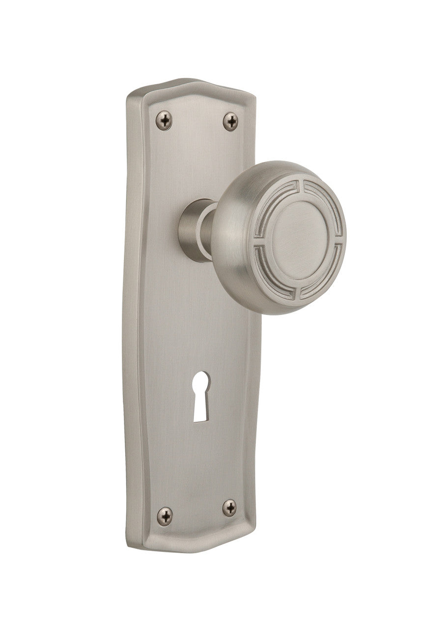 Nostalgic 716693: Prairie Backplate w/Mission Knob Single Dummy Door Set - Satin Nickel