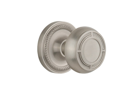 Nostalgic 716769: Rope Rosette w/Mission Knob Privacy Door Set - Satin Nickel