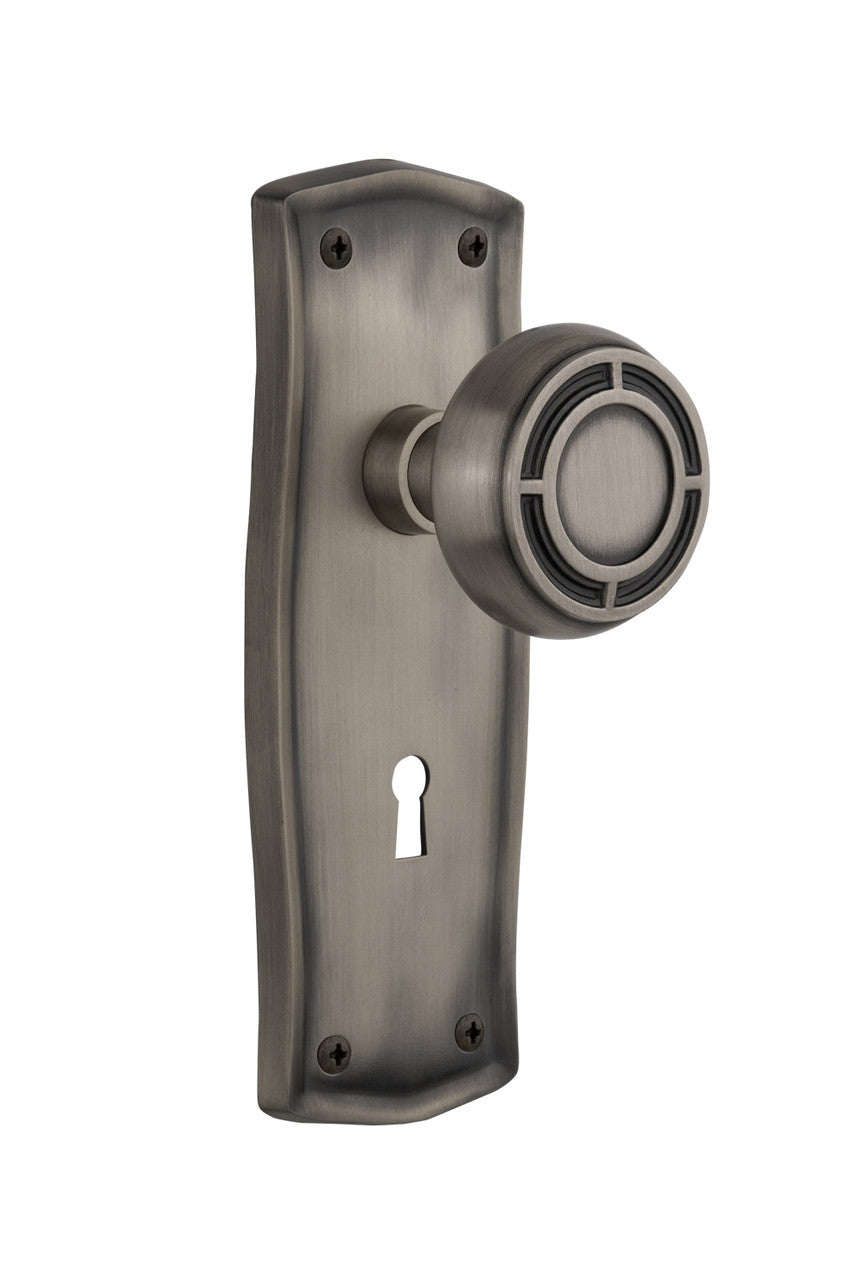Nostalgic 716787: Prairie Backplate w/Mission Knob Privacy Door Set - Antique Pewter
