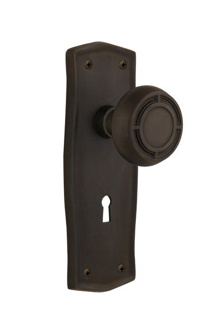 Nostalgic 716788: Prairie Backplate w/Mission Knob Privacy Door Set - Oil-Rubbed Bronze