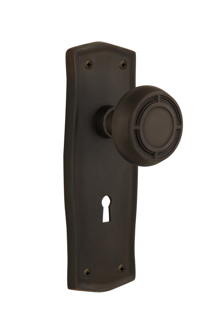 Nostalgic 716788: Prairie Backplate w/Mission Knob Privacy Door Set - Oil-Rubbed Bronze