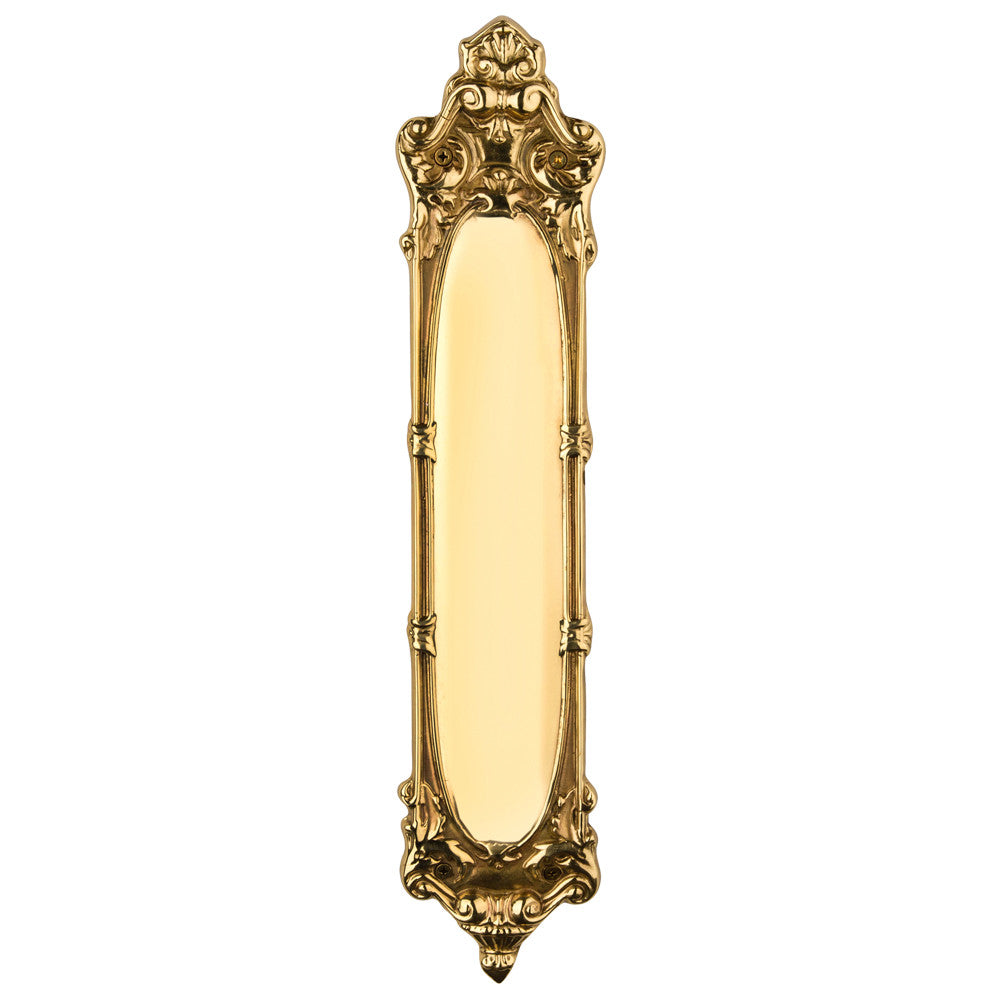 Nostalgic Warehouse 719355: 15-1/4" Louis Pushplate - Unlacquered Brass