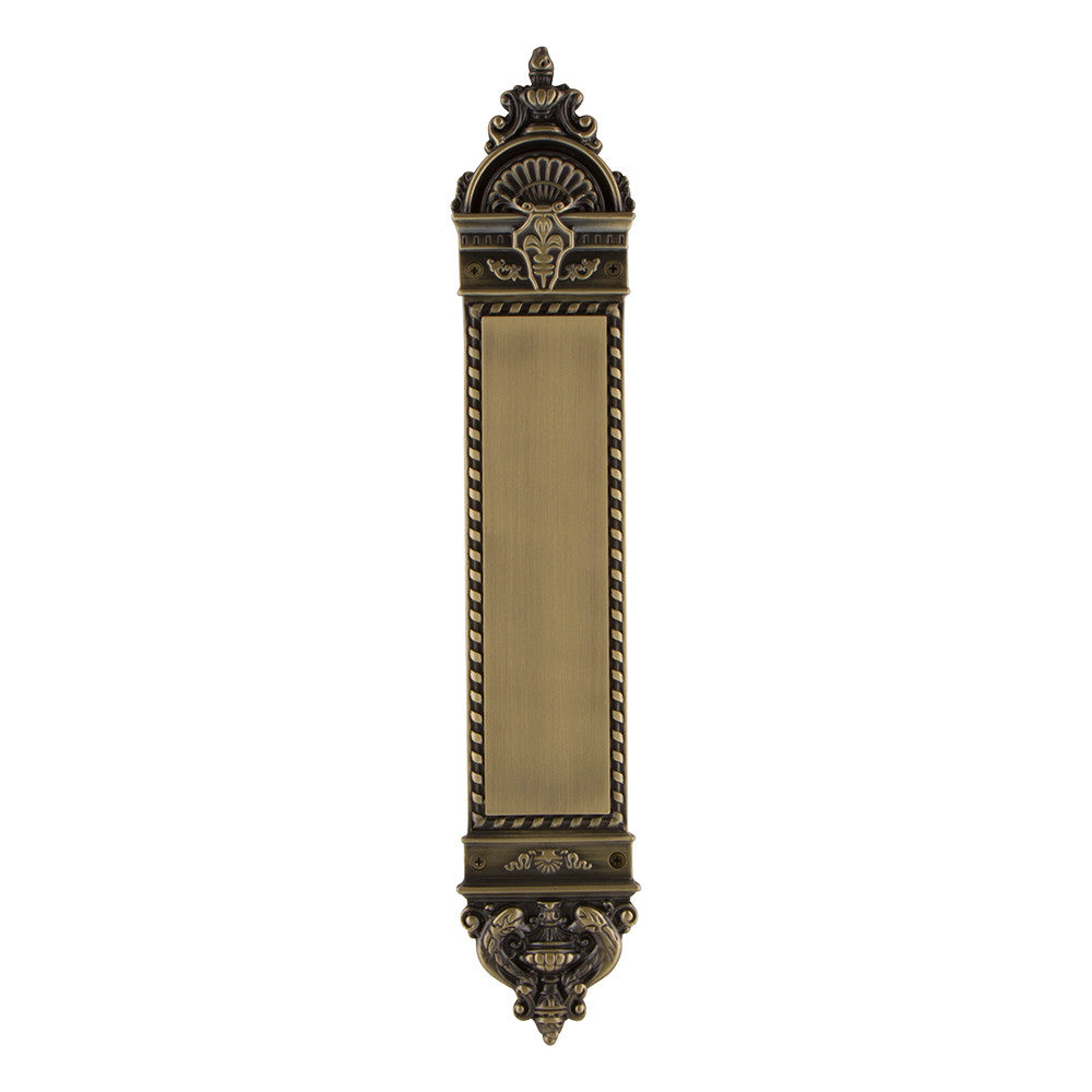 Nostalgic Warehouse 719362: 16-1/4" New Orleans Pushplate - Antique Brass