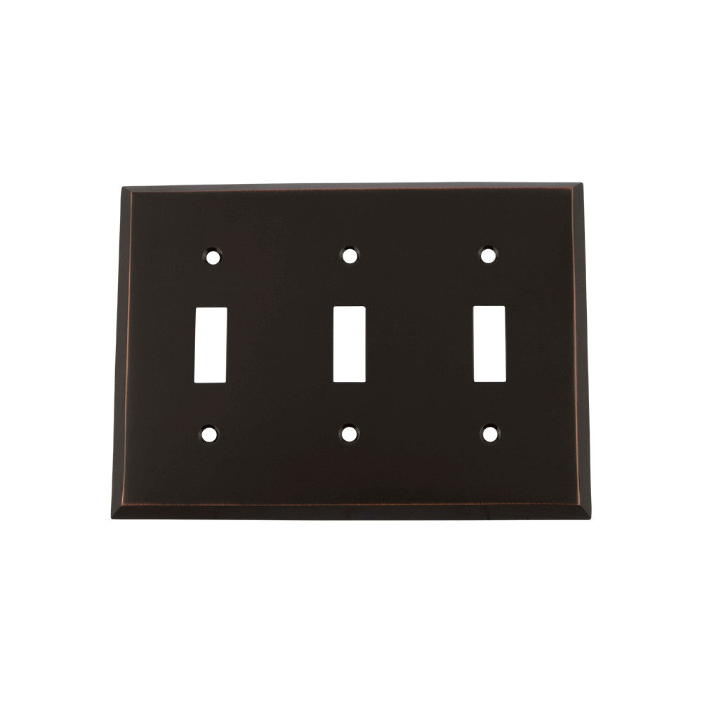 Nostalgic Warehouse 719628: New York Triple Toggle Switchplate - Timeless Bronze
