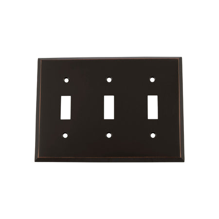 Nostalgic Warehouse 719628: New York Triple Toggle Switchplate - Timeless Bronze