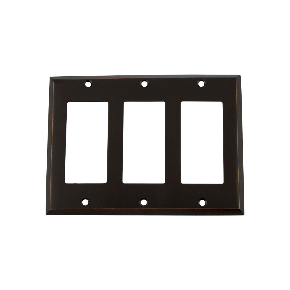 Nostalgic Warehouse 719631: New York Triple Rocker Switchplate - Timeless Bronze