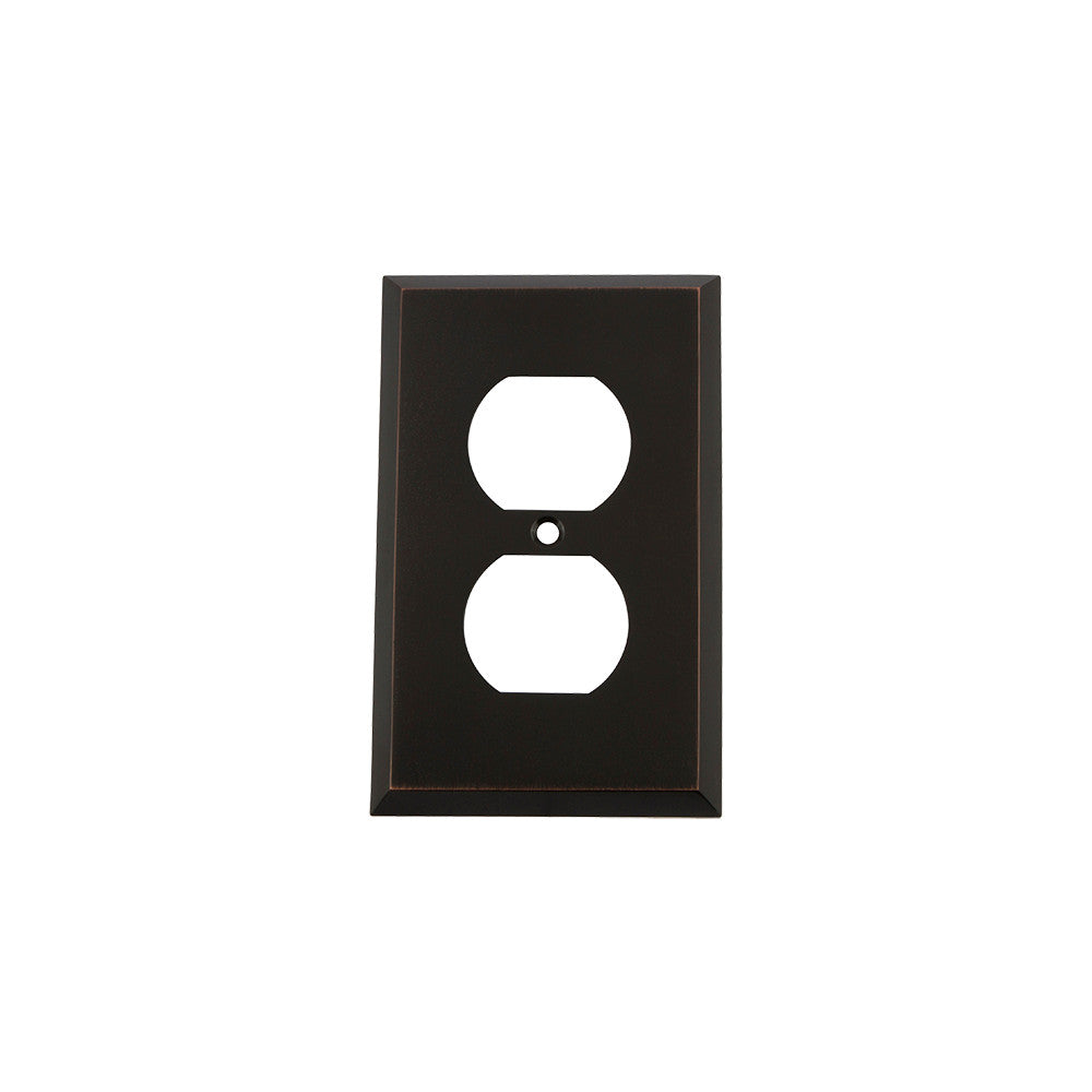 Nostalgic Warehouse 719632: New York Single Duplex Switchplate - Timeless Bronze