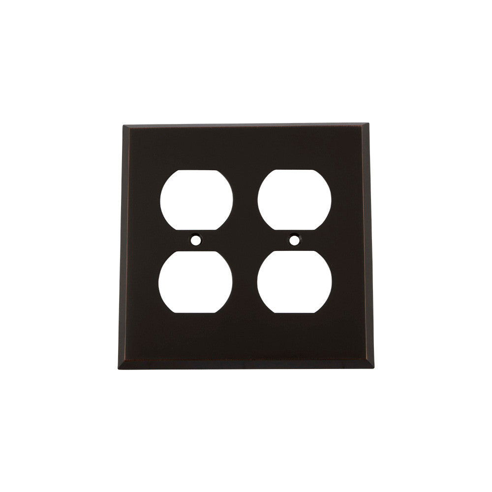 Nostalgic Warehouse 719633: New York Double Duplex Switchplate - Timeless Bronze