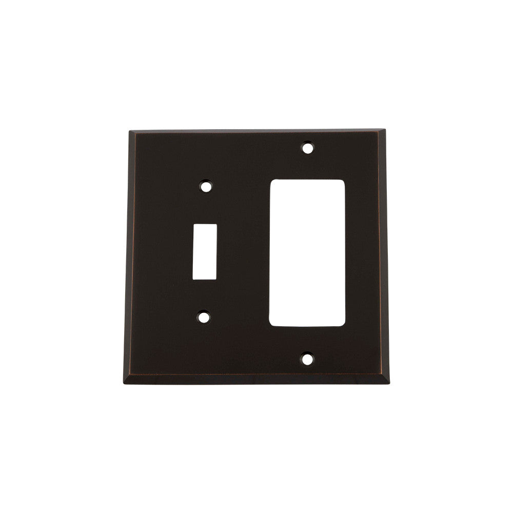 Nostalgic Warehouse 719634: New York Single Toggle/Single Rocker Combination Switchplate - Timeless Bronze