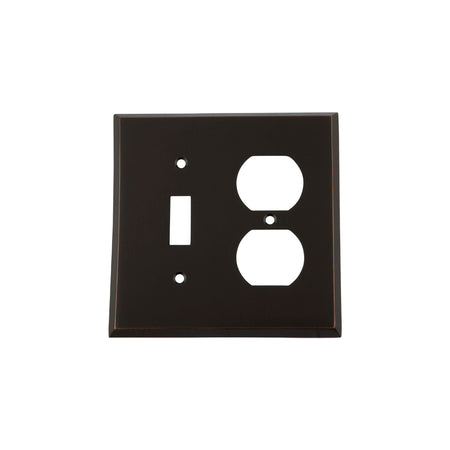 Nostalgic Warehouse 719635: New York Single Toggle/Single Duplex Combination Switchplate - Timeless Bronze