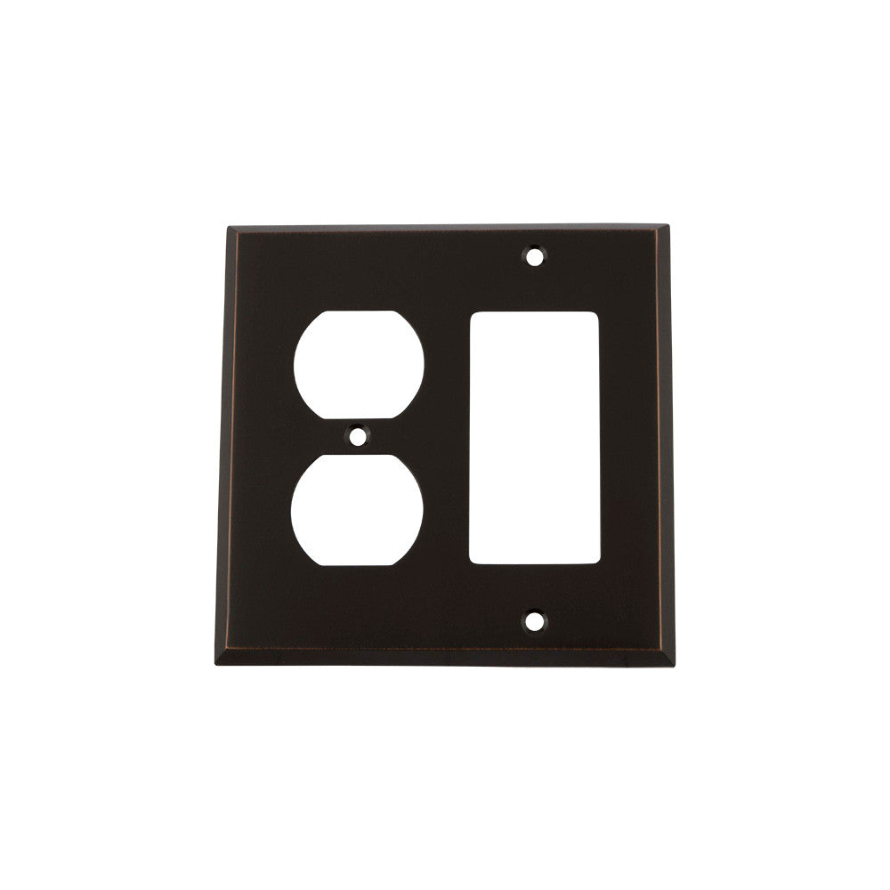 Nostalgic Warehouse 719636: New York Single Rocker/Single Duplex Combination Switchplate - Timeless Bronze