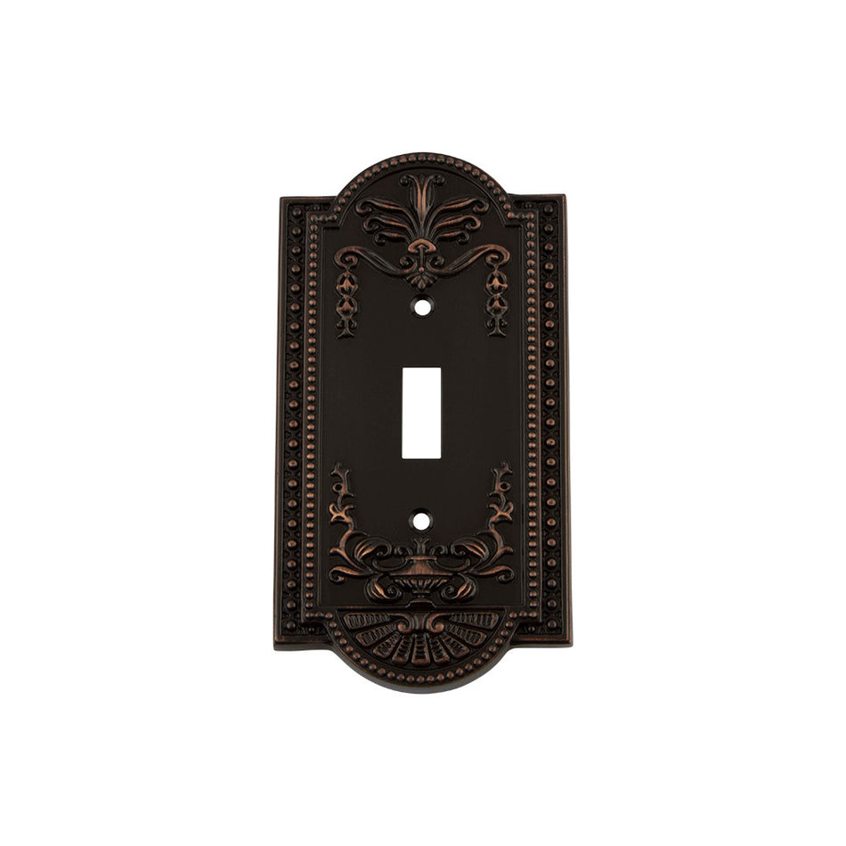 Nostalgic Warehouse 719638: Meadows Single Toggle Switchplate - Timeless Bronze