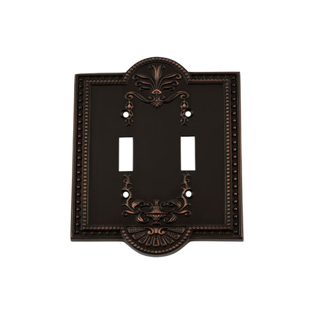 Nostalgic Warehouse 719639: Meadows Double Toggle Switchplate - Timeless Bronze