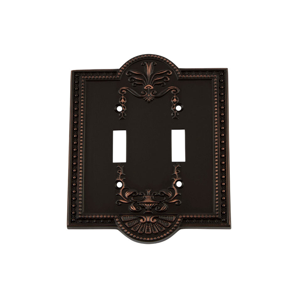 Nostalgic Warehouse 719639: Meadows Double Toggle Switchplate - Timeless Bronze