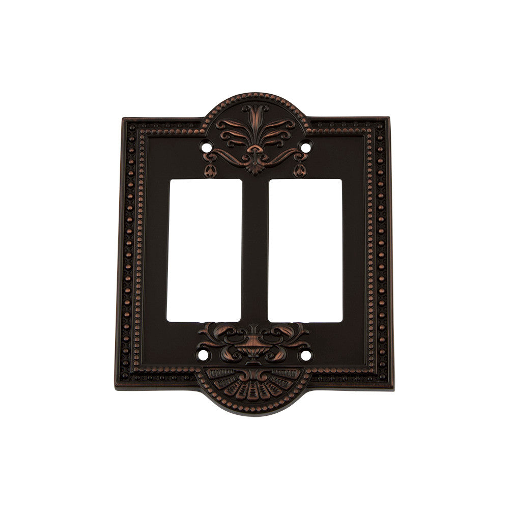 Nostalgic Warehouse 719642: Meadows Double Rocker Switchplate - Timeless Bronze