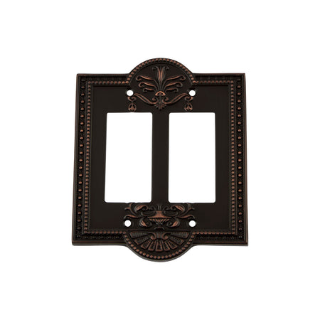 Nostalgic Warehouse 719642: Meadows Double Rocker Switchplate - Timeless Bronze