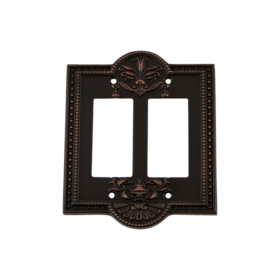 Nostalgic Warehouse 719642: Meadows Double Rocker Switchplate - Timeless Bronze