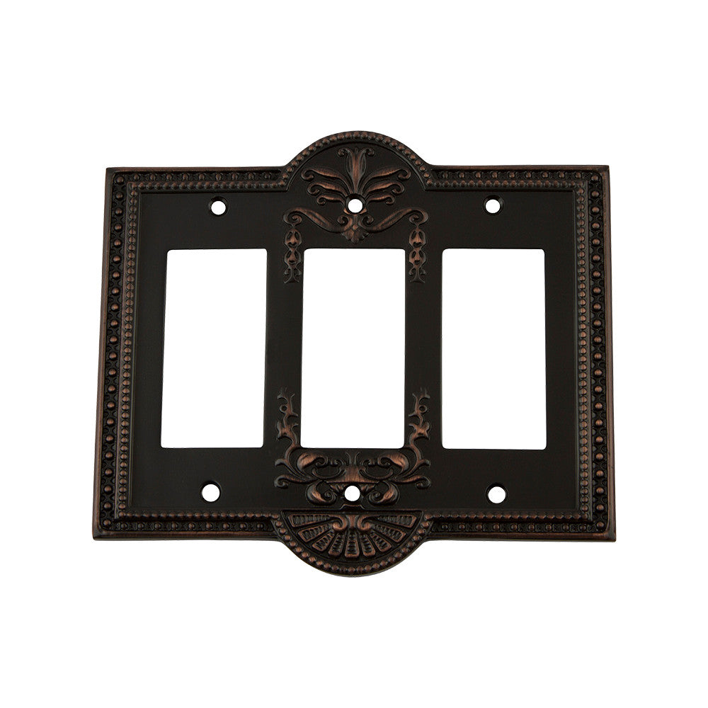 Nostalgic Warehouse 719643: Meadows Triple Rocker Switchplate - Timeless Bronze