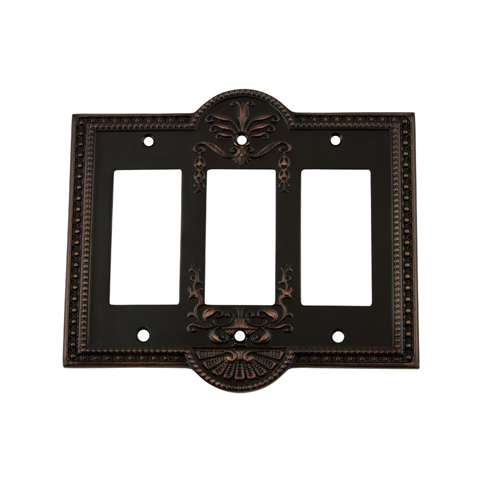 Nostalgic Warehouse 719643: Meadows Triple Rocker Switchplate - Timeless Bronze