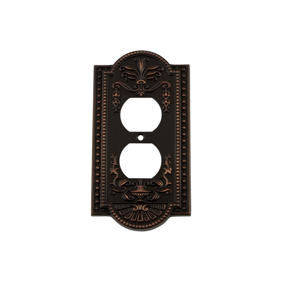 Nostalgic Warehouse 719644: Meadows Single Duplex Switchplate - Timeless Bronze