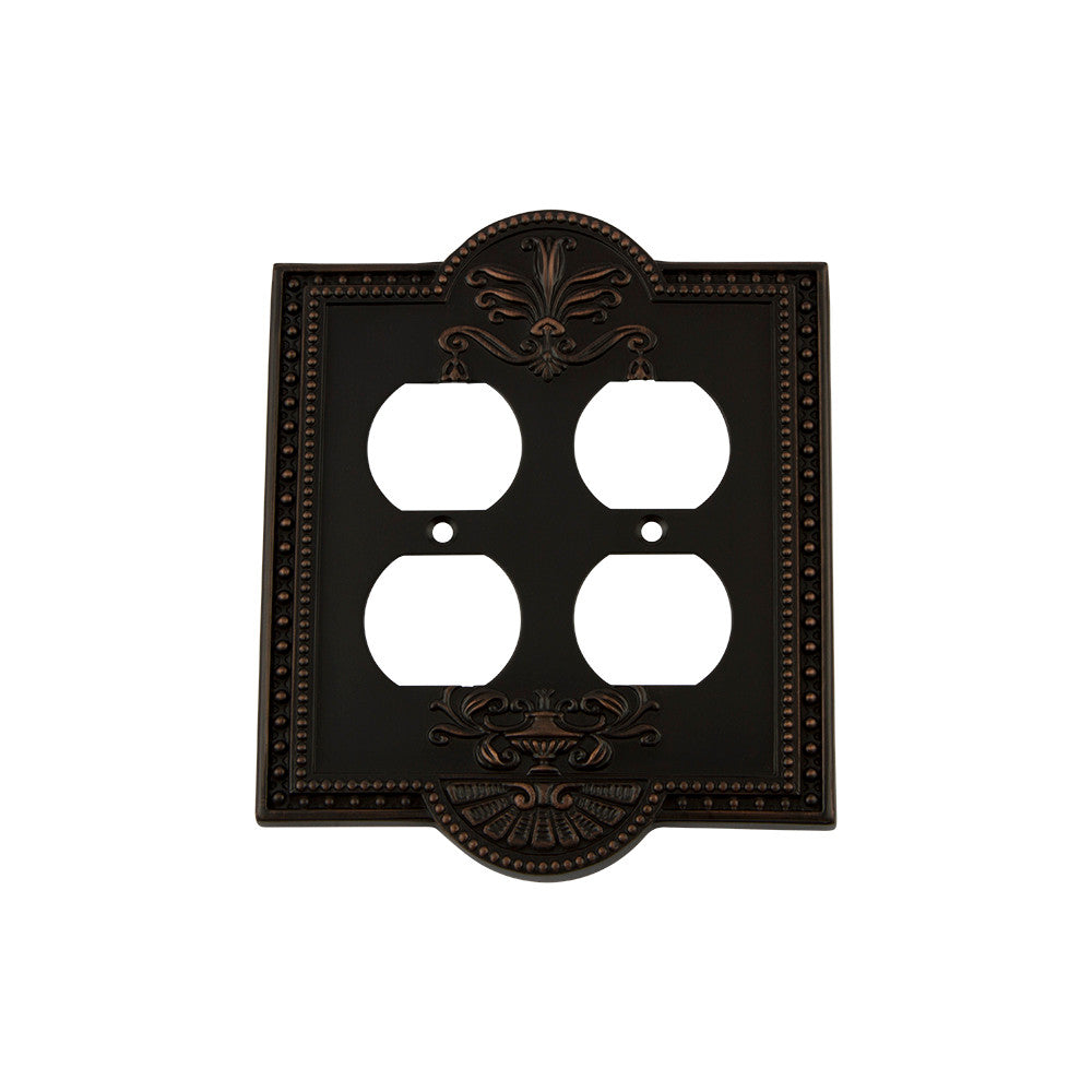 Nostalgic Warehouse 719645: Meadows Double Duplex Switchplate - Timeless Bronze