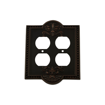 Nostalgic Warehouse 719645: Meadows Double Duplex Switchplate - Timeless Bronze