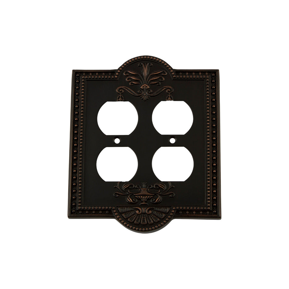 Nostalgic Warehouse 719645: Meadows Double Duplex Switchplate - Timeless Bronze