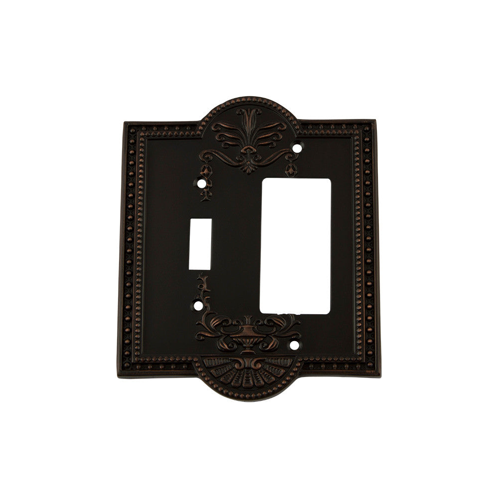 Nostalgic Warehouse 719646: Meadows Single Toggle/Single Rocker Combination Switchplate - Timeless Bronze