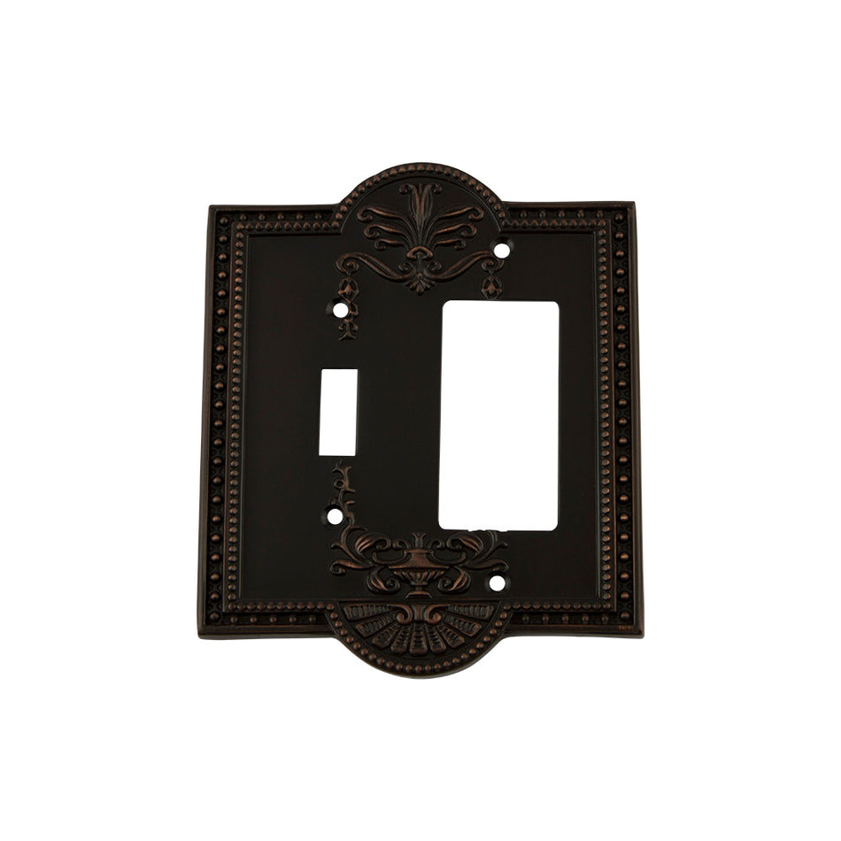Nostalgic Warehouse 719646: Meadows Single Toggle/Single Rocker Combination Switchplate - Timeless Bronze