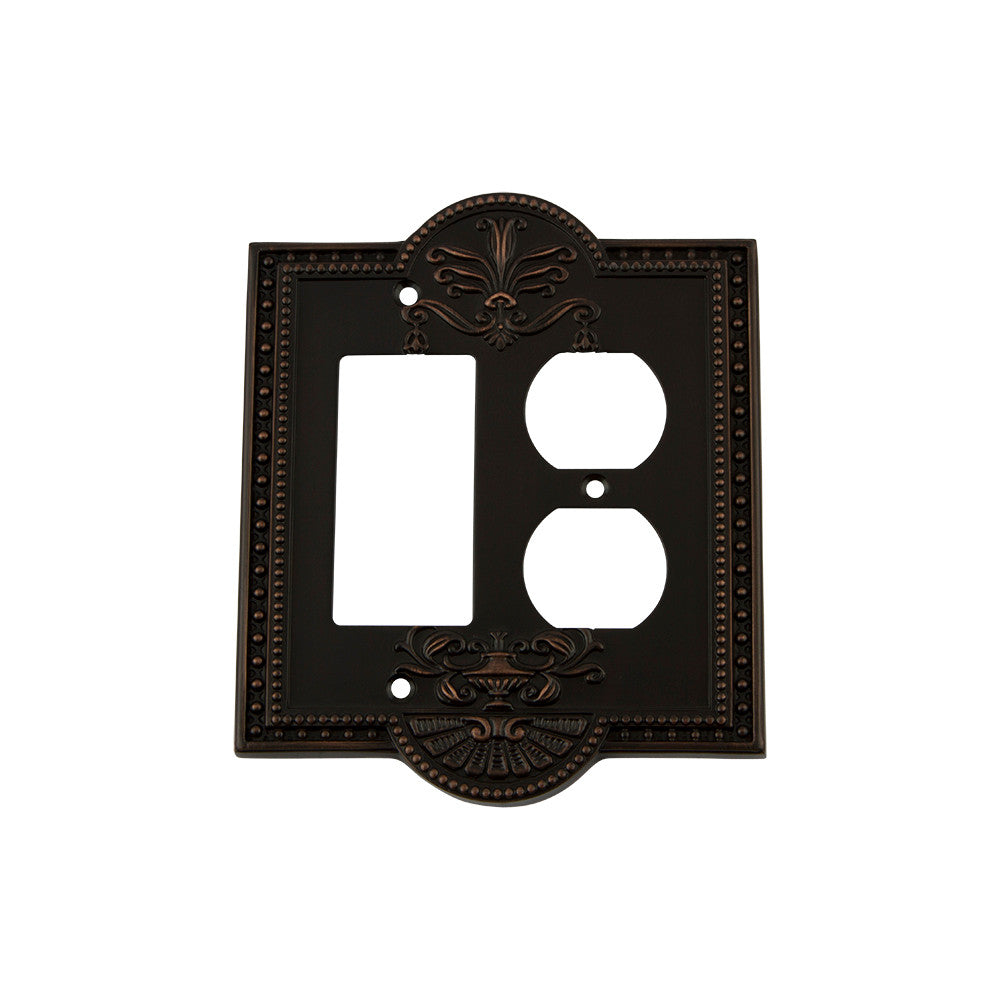 Nostalgic Warehouse 719648: Meadows Single Rocker/Single Duplex Combination Switchplate - Timeless Bronze