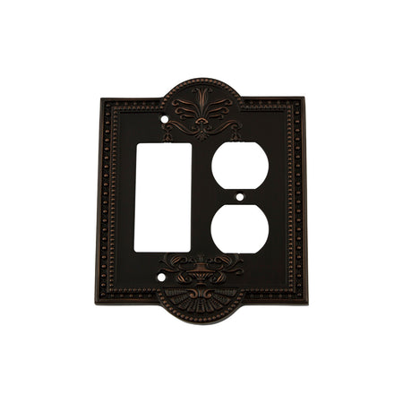 Nostalgic Warehouse 719648: Meadows Single Rocker/Single Duplex Combination Switchplate - Timeless Bronze