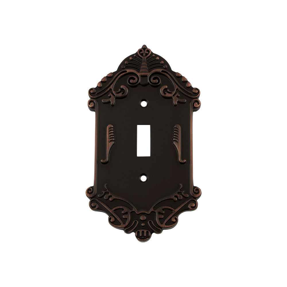 Nostalgic Warehouse 719650: Victorian Single Toggle Switchplate - Timeless Bronze