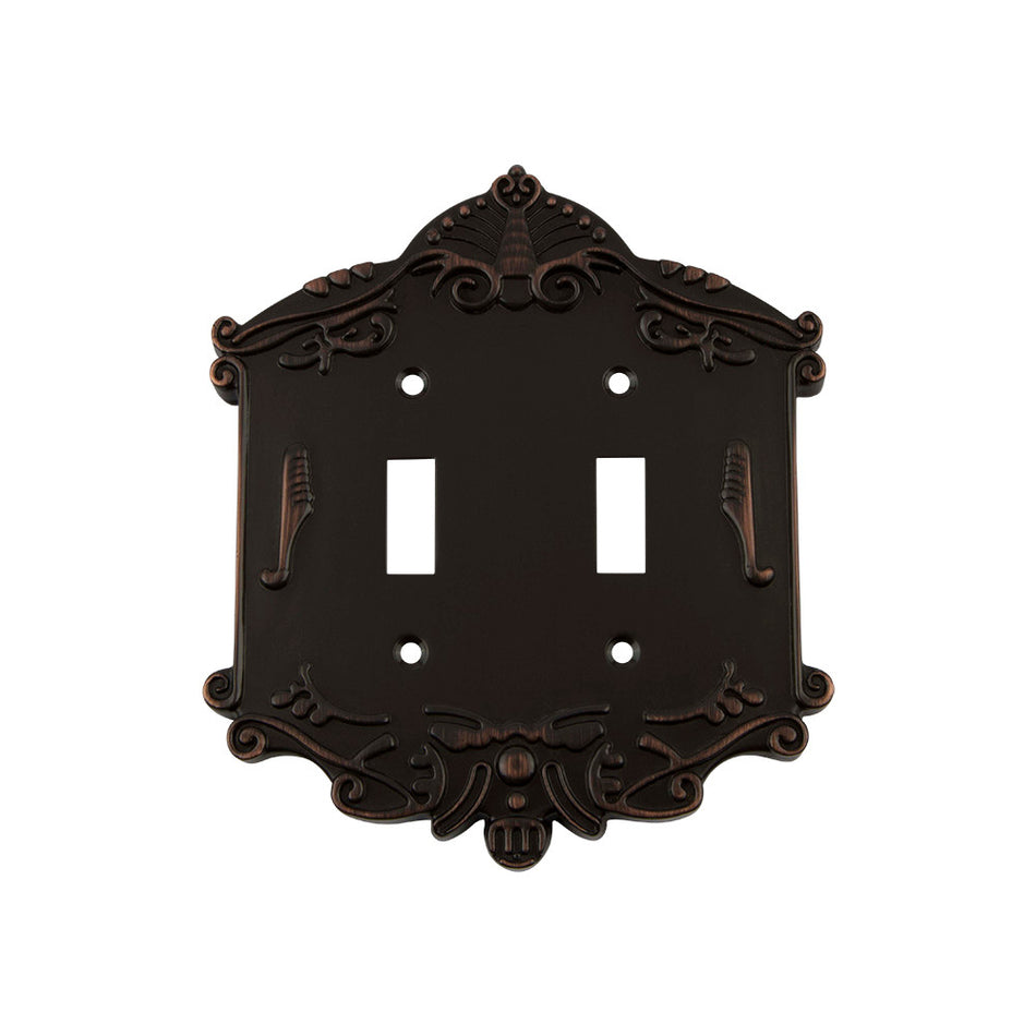 Nostalgic Warehouse 719651: Victorian Double Toggle Switchplate - Timeless Bronze