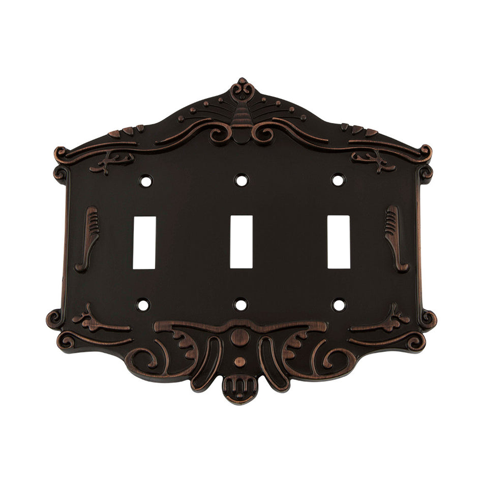 Nostalgic Warehouse 719652: Victorian Triple Toggle Switchplate - Timeless Bronze