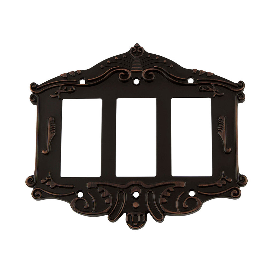 Nostalgic Warehouse 719655: Victorian Triple Rocker Switchplate - Timeless Bronze