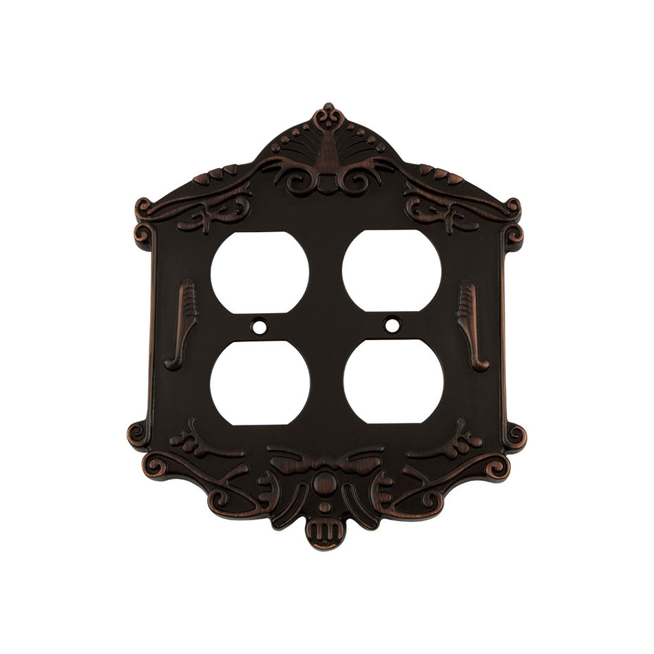 Nostalgic Warehouse 719657: Victorian Double Duplex Switchplate - Timeless Bronze